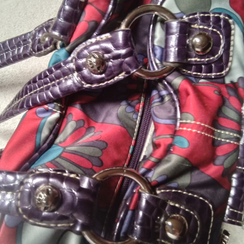 Purse KATHY VANZEELAND Purple Floral-Print Women’s Shoulder Bag - Picture 15 of 16